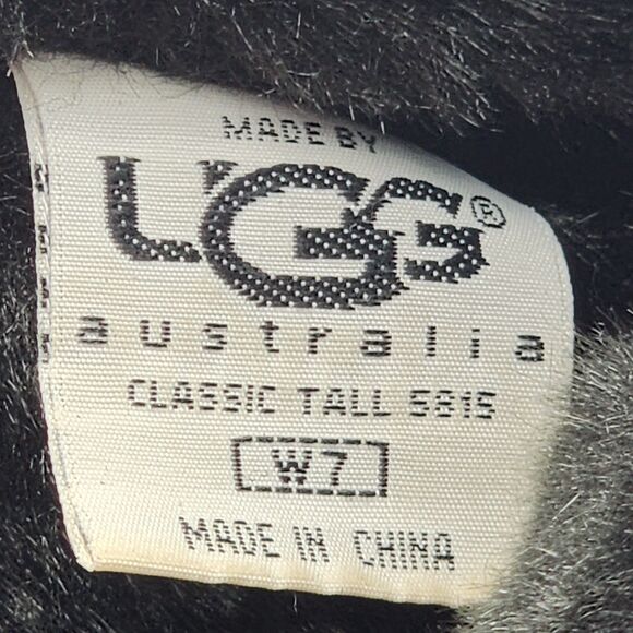 UGG Australia Classic Tall 5815 Sheepskin Suede Black Boots Size 7 - Picture 8 of 12